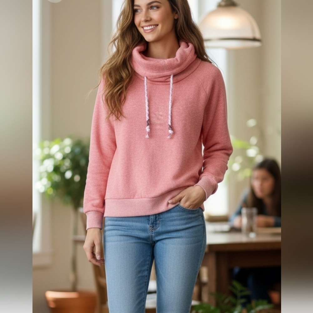 Southern California TIME OUT Peach Color Women's Sweater Size M Cowl Neck Logo